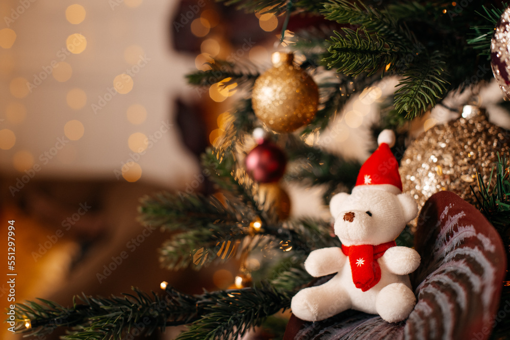 Teddybär Stofftier Teddy Plüschbär Kuscheltier Bär auf dem Weihnachtsbaum Teddybär Stofftier Teddy Plüschbär Kuscheltier Bär auf dem Weihnachtsbaum