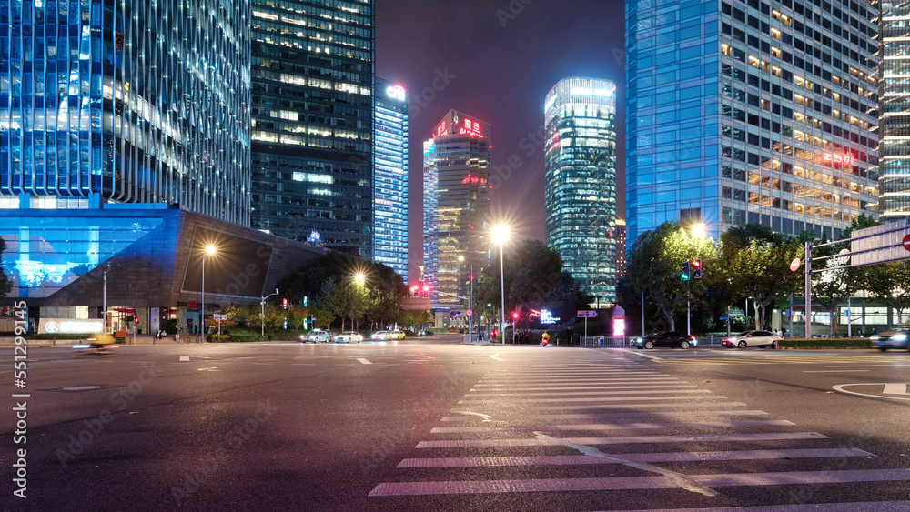 night view of Shanghai landmarks in Lujiazui, city without darkness. night view of Shanghai landmarks in Lujiazui, city without darkness.