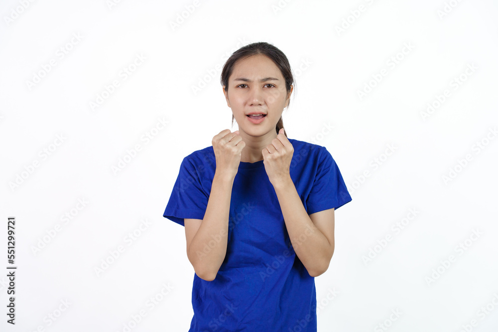 Beautiful young soccer female sport fans with blue t-shirt isolated on white background. Beautiful young soccer female sport fans with blue t-shirt isolated on white background.