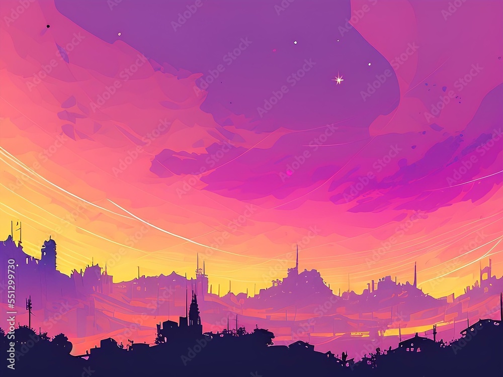 sunset over the city