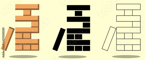 Jenga icon in filled, thin line, outline and stroke style. Vector illustration of three colored and black and outline, jenga vector icons designs can be used for mobile, ui, web
