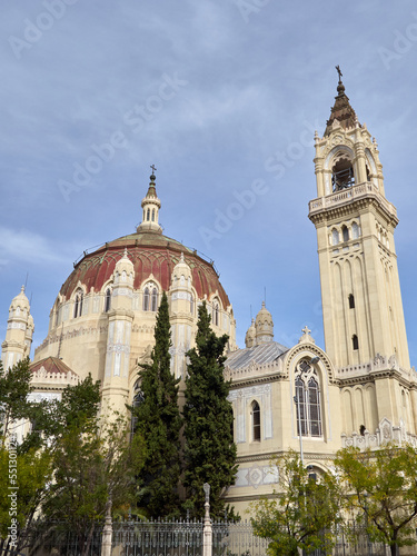 Church of San Manuel y San Benito seen from El Retiro park. It has Neo-Byzantine style. Alcala street, Madrid, Spain