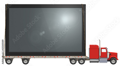 Gigantic Flat Screen TV on a Flatbed Truck