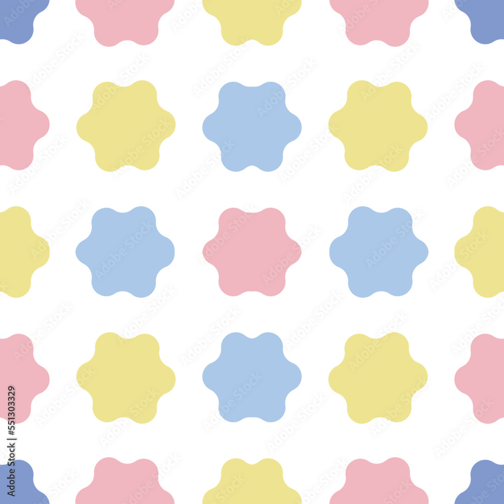 Vector fabric pattern illustration white background abstract unbalance curve patterns cute flower blue yellow pink pastel color different size flower seamless pattern illustration wallpaper abstract. Vector fabric pattern illustration white background abstract unbalance curve patterns cute flower blue yellow pink pastel color different size flower seamless pattern illustration wallpaper abstract.