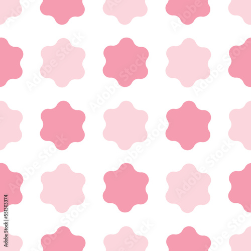 Vector fabric pattern illustration white background abstract unbalance curve patterns cute vertical pink pastel color different size flower seamless pattern illustration wallpaper abstract background.