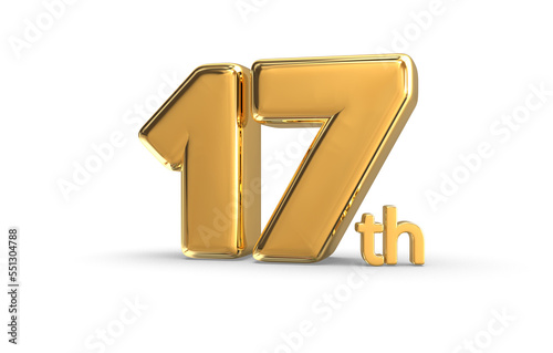 Number Anniversary Gold 3D Render