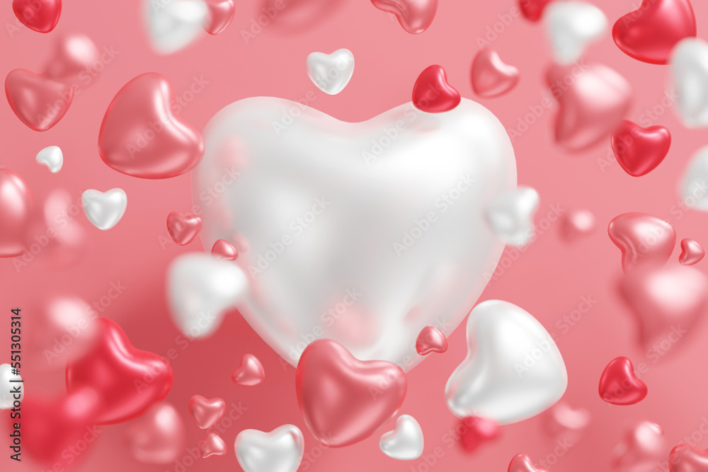 Valentine heart shape background, 3d rendering