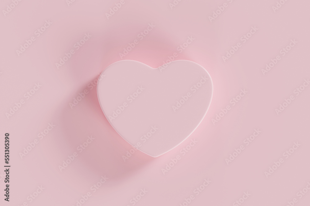 Valentine pink heart shape background, 3d rendering