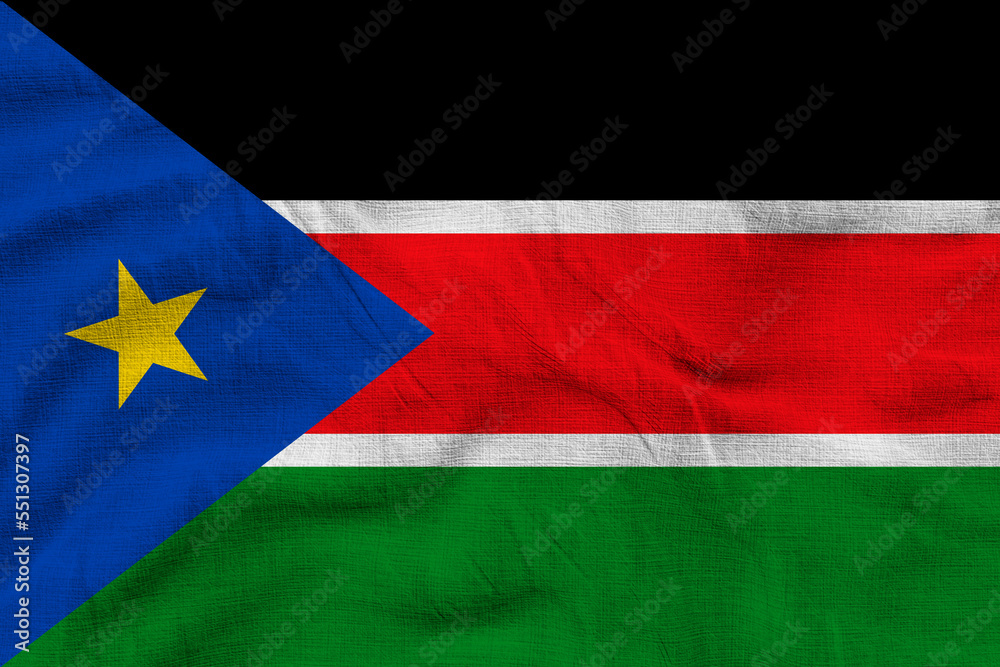 National flag of South Sudan. Background with flag of South Sudan. National flag of South Sudan. Background with flag of South Sudan.