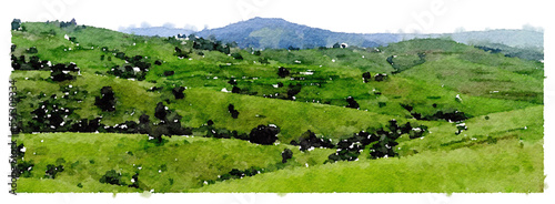 watercolor landscape on paper
