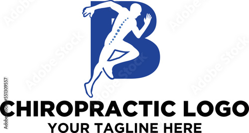 Letter-initial-B-Chiropractic-athlete-spine-care-health-logo-design-vector