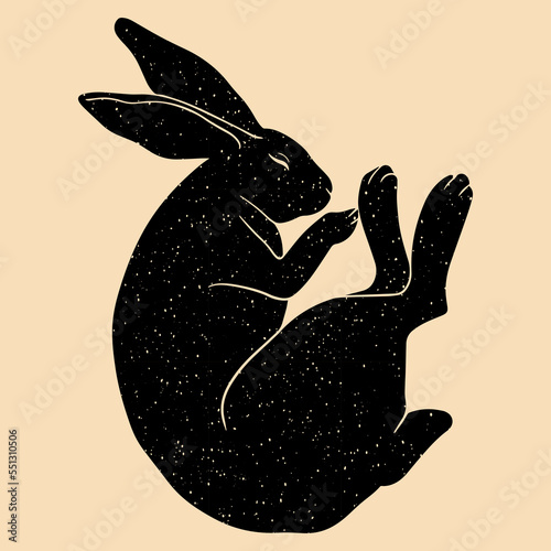 Black Rabbit. Vector illustration in a minimalist style. Graphic element for design, print, logo