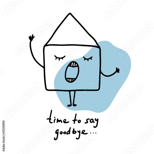 Funny singing envelope with closed eyes. Vector character with emotions. Isolated image.