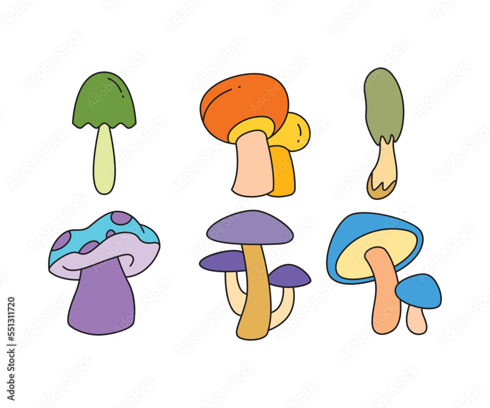 mushroom icons set vector illustration