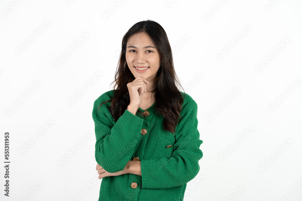 Young asian woman, professional entrepreneur standing in office clothing, smiling and looking confident, white background Young asian woman, professional entrepreneur standing in office clothing, smiling and looking confident, white background