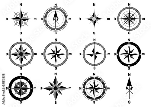 Compass vector icons set