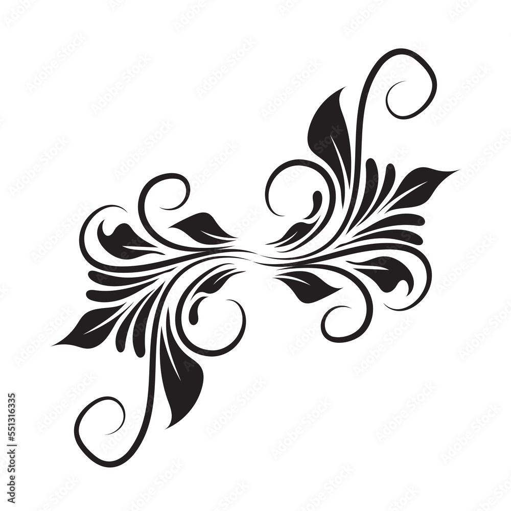Oriental vector damask black patterns. Baroque Scroll as Element of Ornament and Graphic Design. Use for greeting cards and wedding invitations.