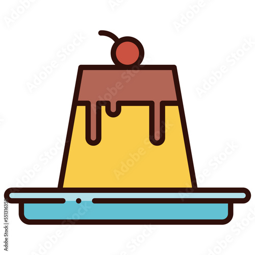 pudding cake with cherry illustration