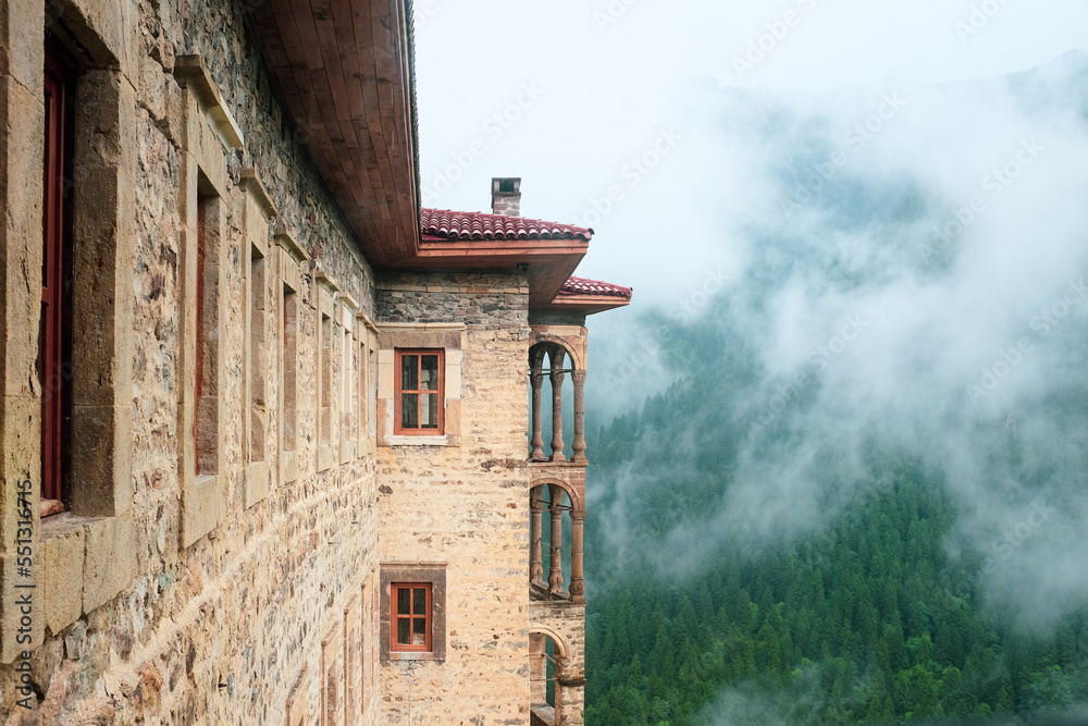 Sumela Monastery in Macka district of Trabzon city, Turkey -The monastery is one of the most important historic and touristic venues in Trabzon. - obrazy, fototapety, plakaty 