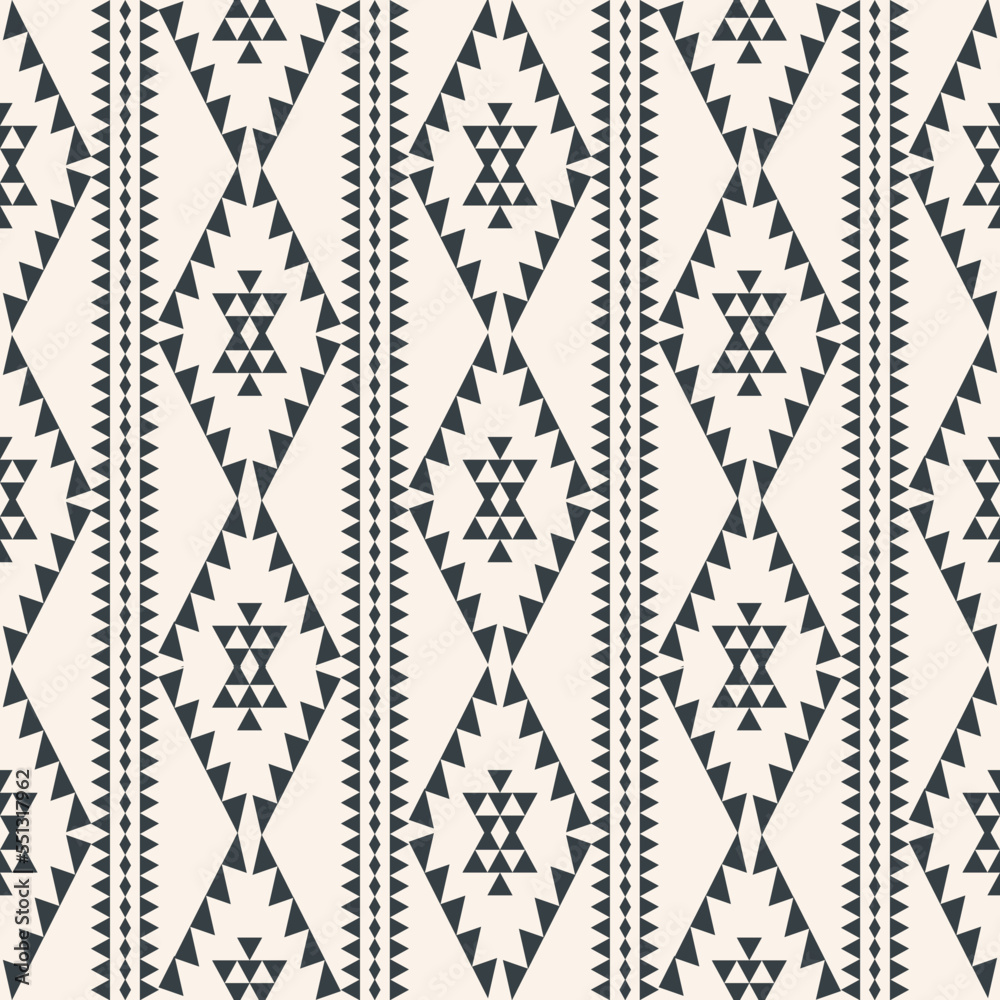 Ethnic southwest pattern. Vector aztec Navajo geometric diamond triangle stripes seamless pattern background. Use for fabric, textile, home interior decoration elements, upholstery, wrapping.