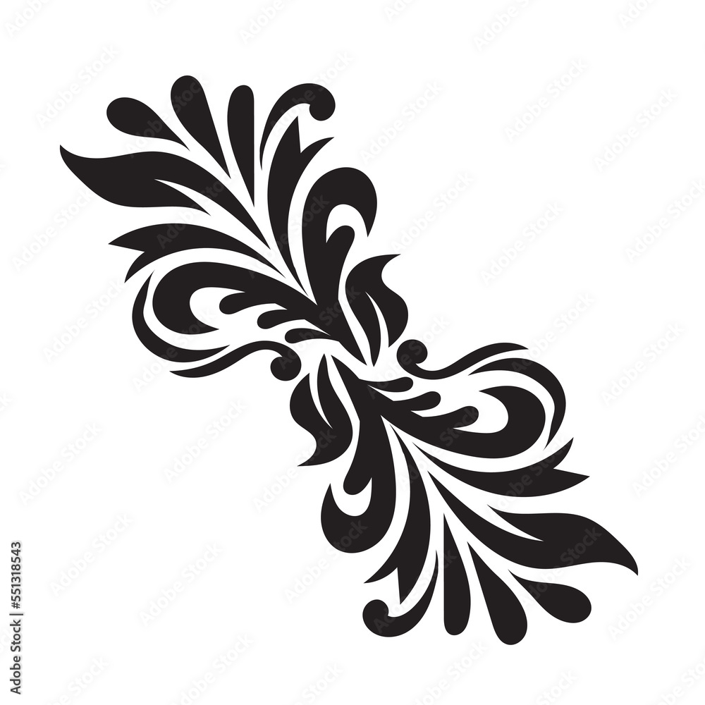 Oriental vector damask black patterns. Baroque Scroll as Element of Ornament and Graphic Design. Use for greeting cards and wedding invitations.