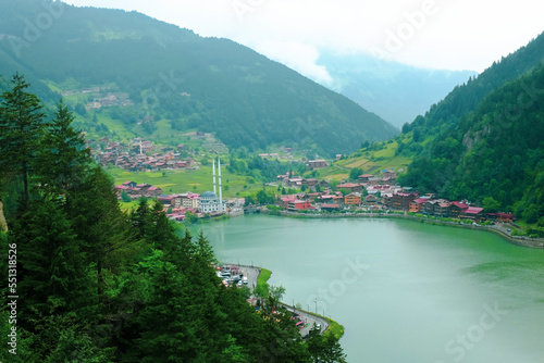 foggy day in Uzungöl - Uzungöl district, Çaykara - Trabzon, Turkey - The lake is situated south of the city of Trabzon in the Black Sea region of Turkey and a tourist magnet ... See More 
