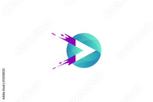 Free Download media play logo with circle shape combination splash effect - GFXLoad