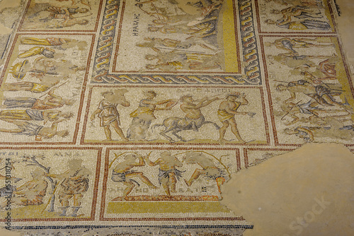 Obraz na płótnie Ancient Roman mosaic floor of the Dionysus house, Tzipori w salonie
