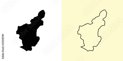 Adana map, Turkey, Asia. Filled and outline map designs. Vector illustration photo