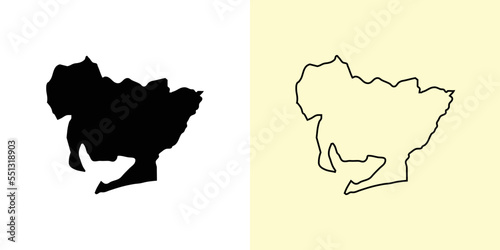Aichi map, Japan, Asia. Filled and outline map designs. Vector illustration