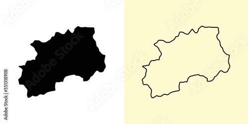 Aileu map, East Timor, Asia. Filled and outline map designs. Vector illustration photo
