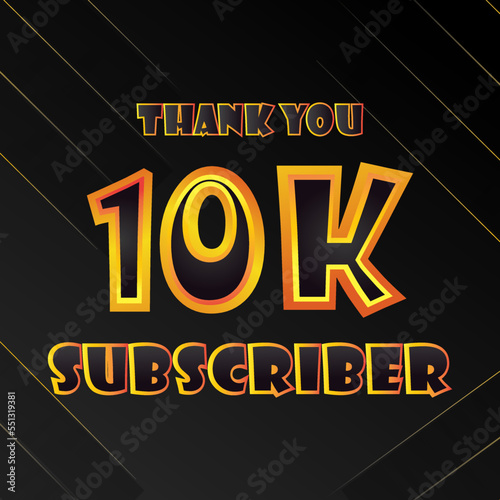 10k subscribers thank you post with speech creative concept and decoration. Bright festive thanks for 10000 networking likes. 10k subscribers banner. Vector illustration.
