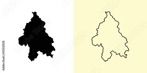 Belgrade map, Serbia, Europe. Filled and outline map designs. Vector illustration