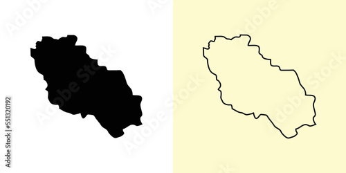 Berat map, Albania, Europe. Filled and outline map designs. Vector illustration