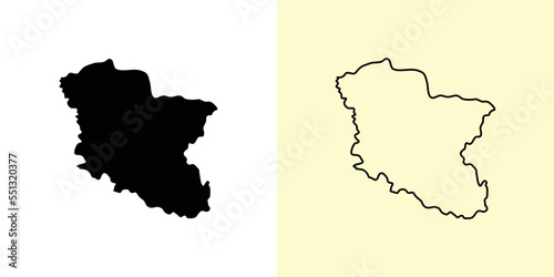 Branicevo map, Serbia, Europe. Filled and outline map designs. Vector illustration