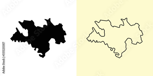 Briceni map  Moldova  Europe. Filled and outline map designs. Vector illustration