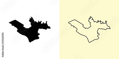 Camarines Sur map, Philippines, Asia. Filled and outline map designs. Vector illustration