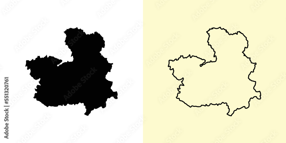 Castilla-La Mancha map, Spain, Europe. Filled and outline map designs. Vector illustration - obrazy, fototapety, plakaty 
