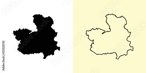 Castilla-La Mancha map, Spain, Europe. Filled and outline map designs. Vector illustration photo