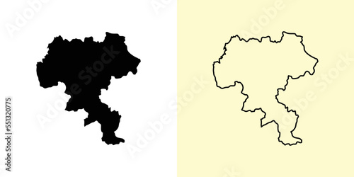 Cauca map, Colombia, Americas. Filled and outline map designs. Vector illustration