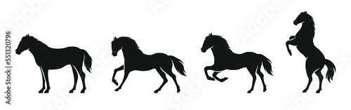Photographie Set of isolated black silhouettes of a horse