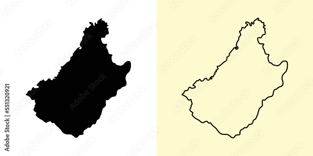 Chagang map, North Korea, Asia. Filled and outline map designs. Vector illustration