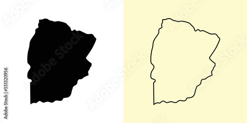 Chaiyaphum map, Thailand, Asia. Filled and outline map designs. Vector illustration
