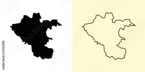 Chisinau map, Moldova, Europe. Filled and outline map designs. Vector illustration
