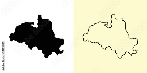 Cibla map, Latvia, Europe. Filled and outline map designs. Vector illustration