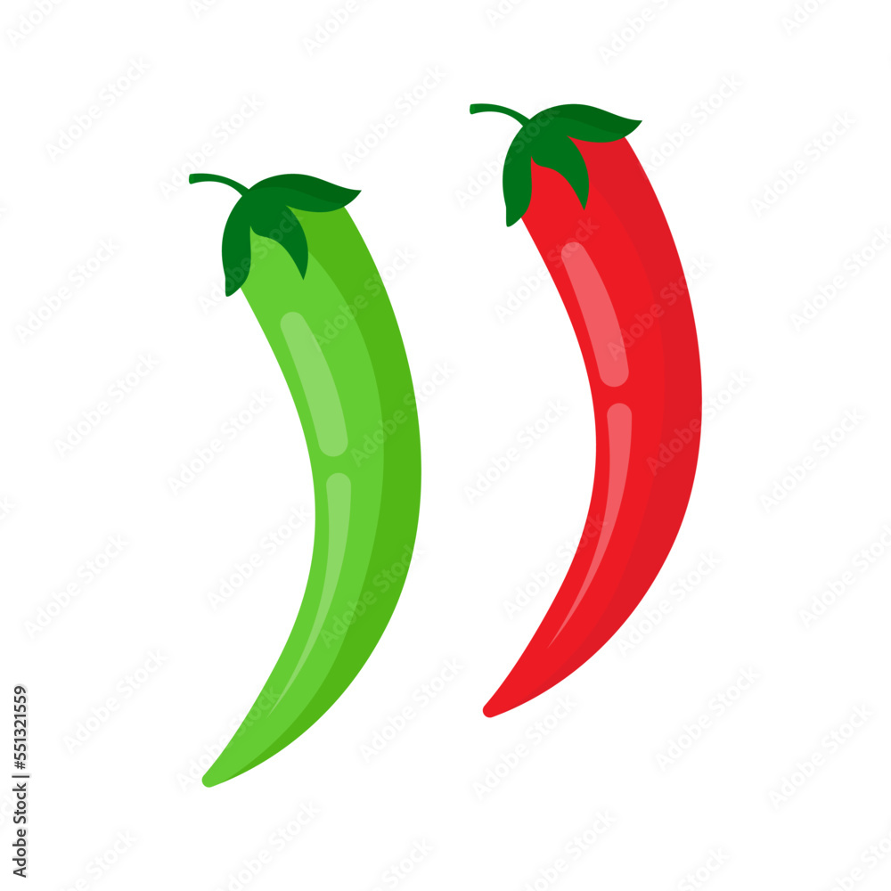illustration of isolated two chilly on white background,vector