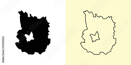 Daugavpils map, Latvia, Europe. Filled and outline map designs. Vector illustration
