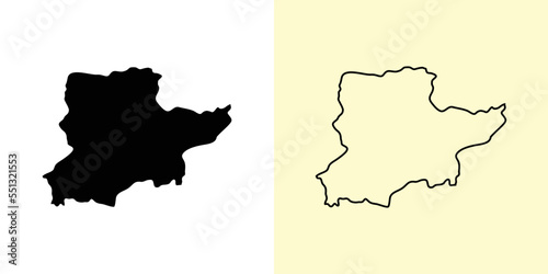 Daykundi map, Afghanistan, Asia. Filled and outline map designs. Vector illustration