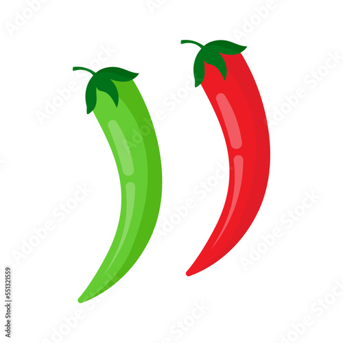 Obraz na płótnie illustration of isolated two chilly on white background,vector w salonie
