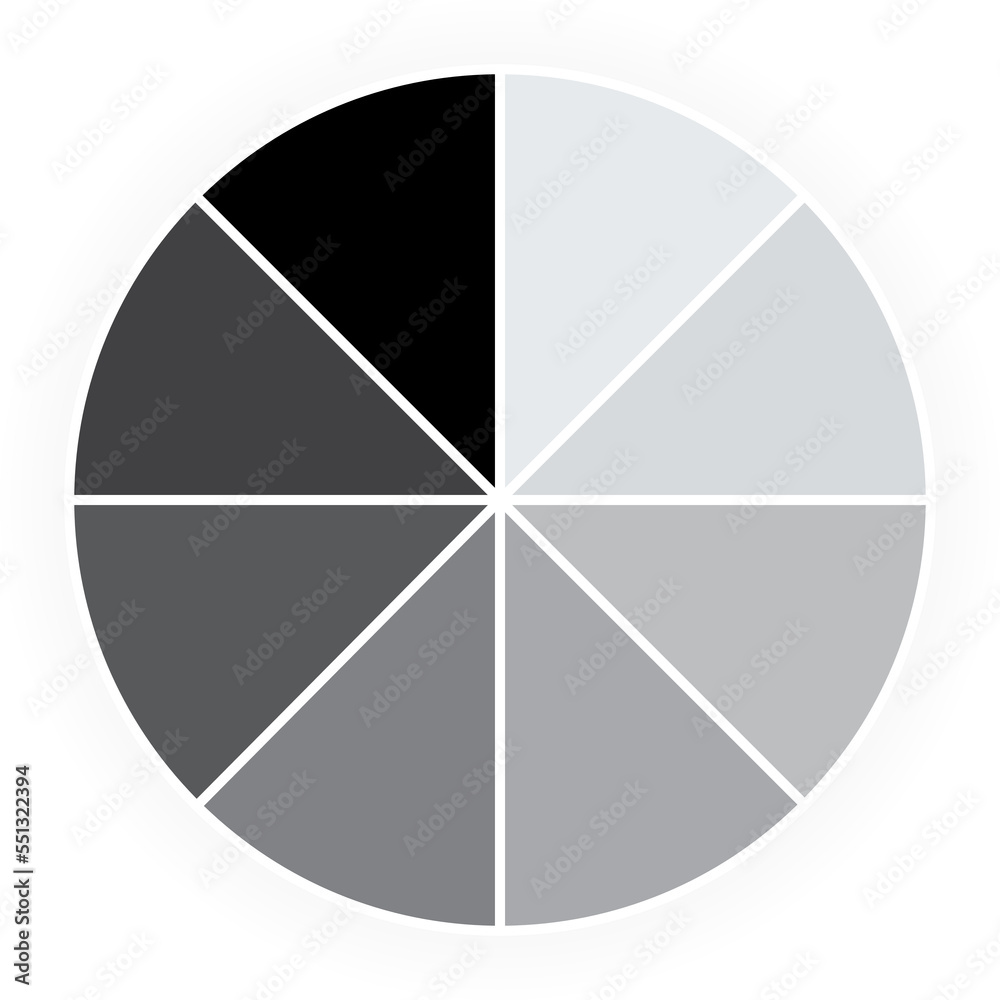 Pie chart icon, Black and white tone Segmented circles, Wheel round diagram set with hypnotic